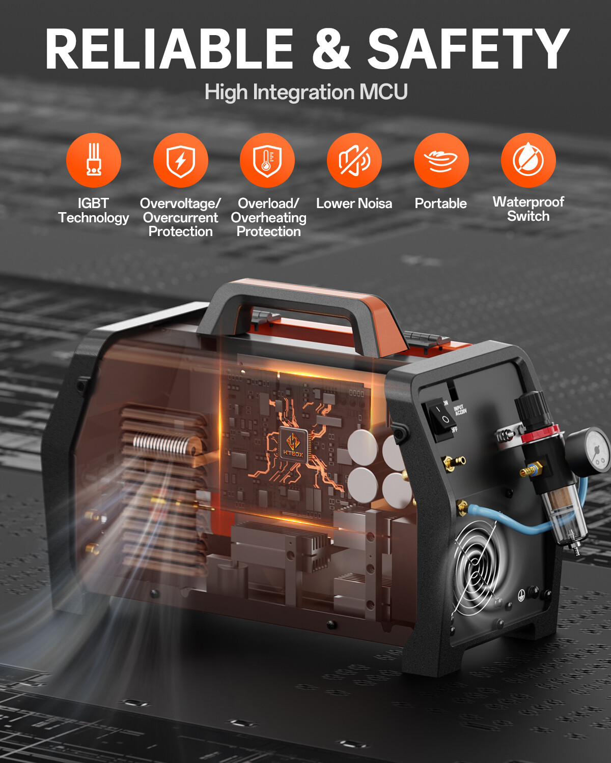 200Amp 6in1 Plasma Cutter Alu Welder HF-TIG Spot Gas Gasless-MIG Stick CUT 220V