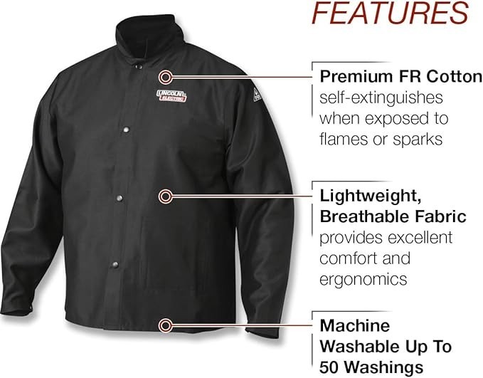Lincoln Electric Premium Flame Resistant Cotton Welding Jacket | Breathable 2XL