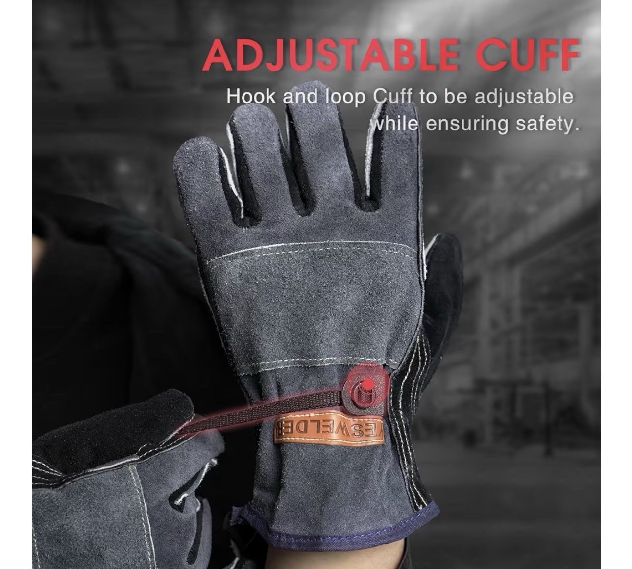 Leather Work Gloves – Cowhide Reinforced Fingers & Palm for Welding/Gardening