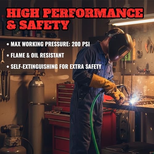 100 FT Argon Gas Hose, Inert Gas Welding Hoses for MIG/TIG Welding 100.0 Feet
