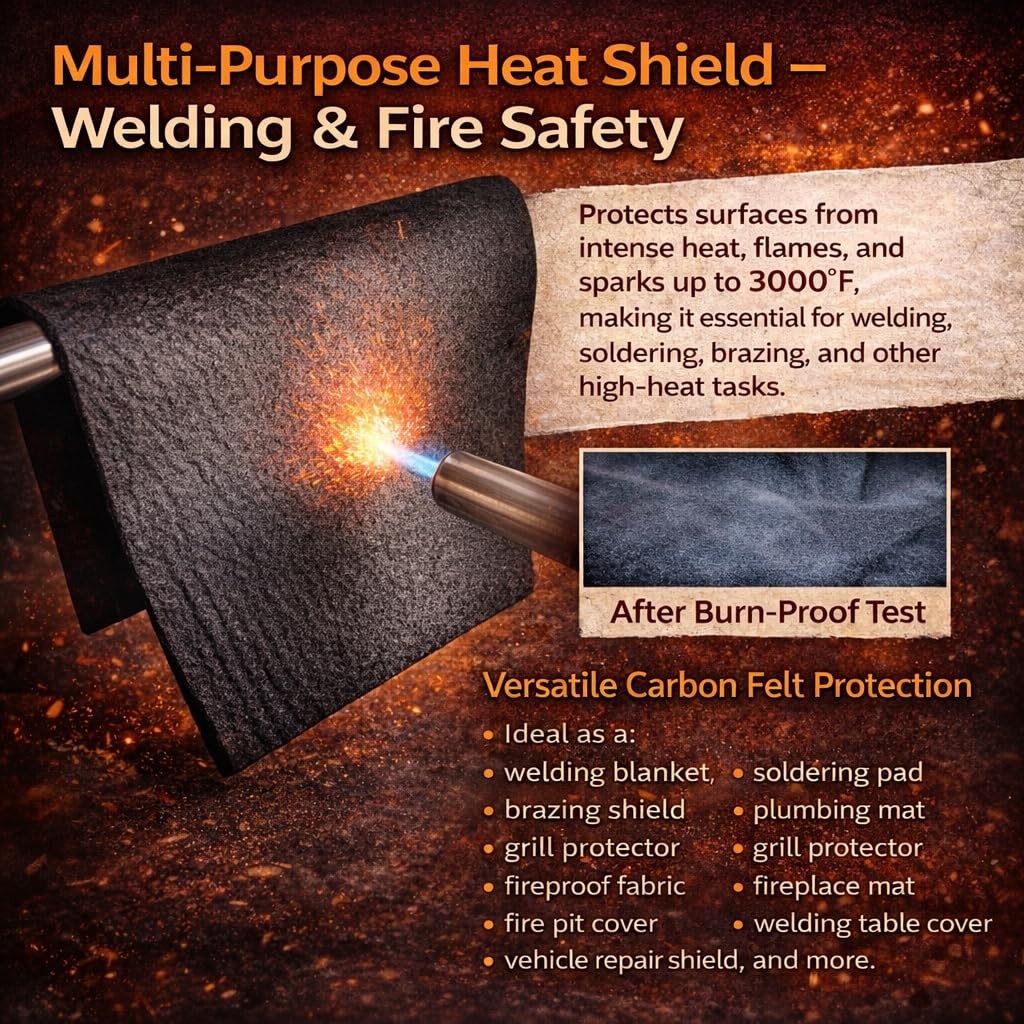 Welding Blanket Fireproof 20 x 24Inch | 20 x 24 inches(0.5m x 0.6m), Black