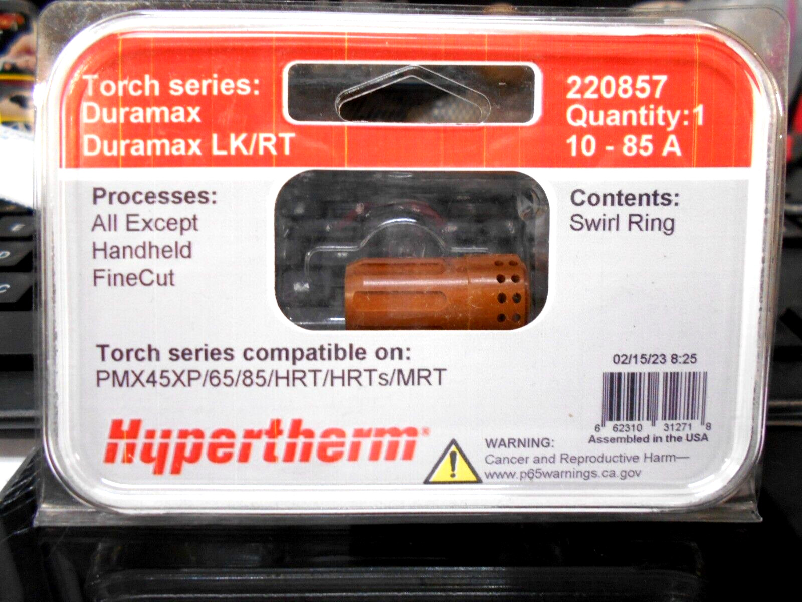 “NEW” Hypertherm 220857 Swirl Ring Powermax 45/65/85/105A 1Pc (M7)