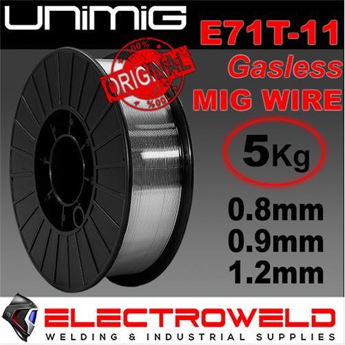 UNIMIG E71T-11 Gasless Mig Welding Wire 1kg 5kg Mild Steel .8mm 0.9mm Spool Roll
