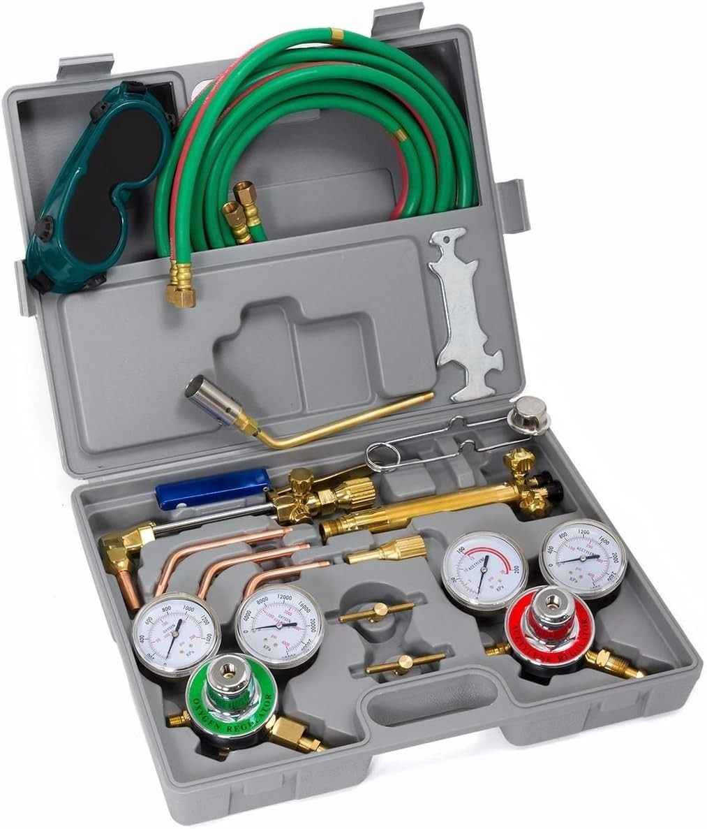 Oxygen & Acetylene Welding Brazing Cutting Torch Kit Gas with 3 Nozzle 11.5′ …