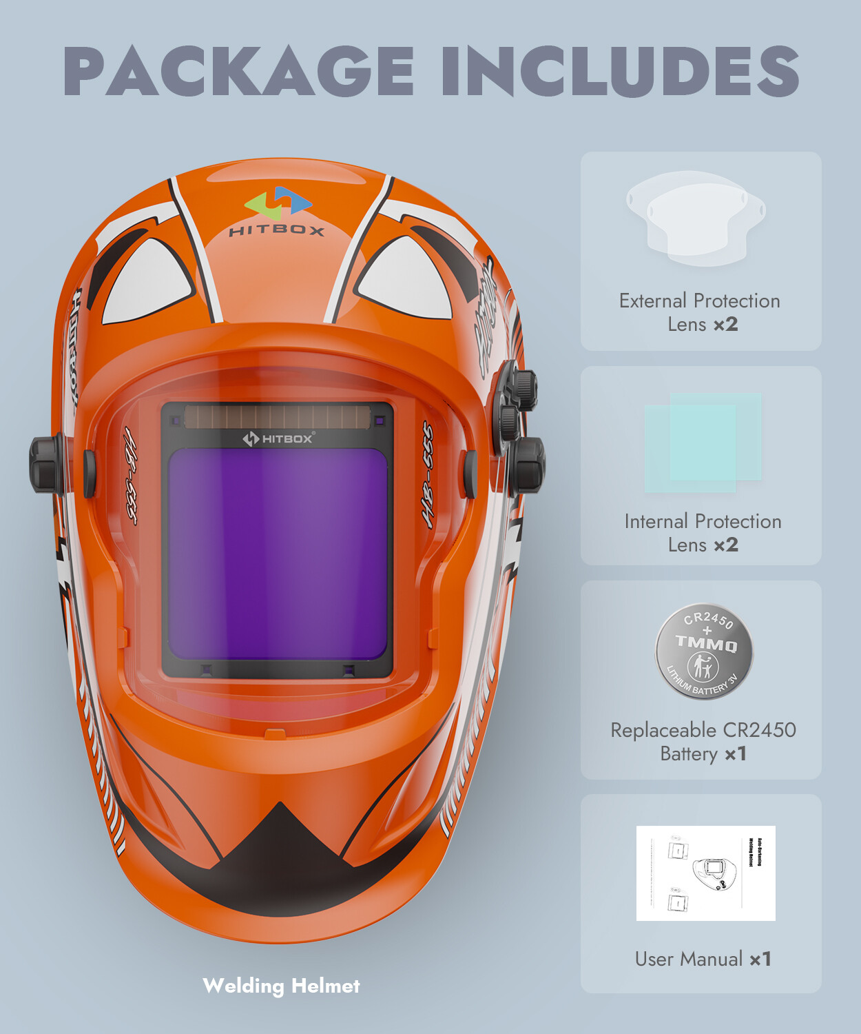 HITBOX Auto Darkeing Grinding MIG TIG ARC Welding Mask True Color Large View