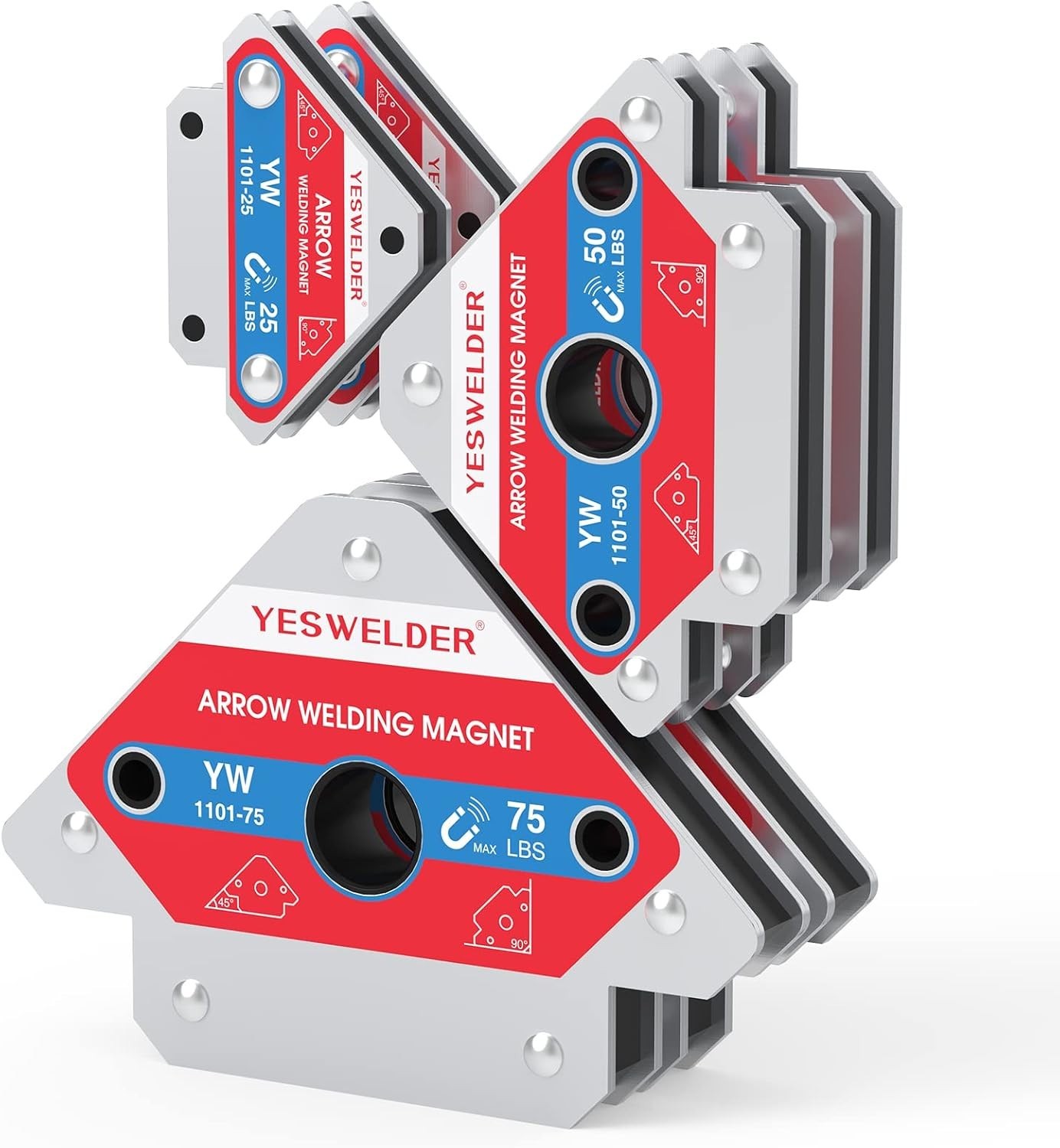 Strong Welding Magnet Assortment | 25/50/75 lb, 6 Pc