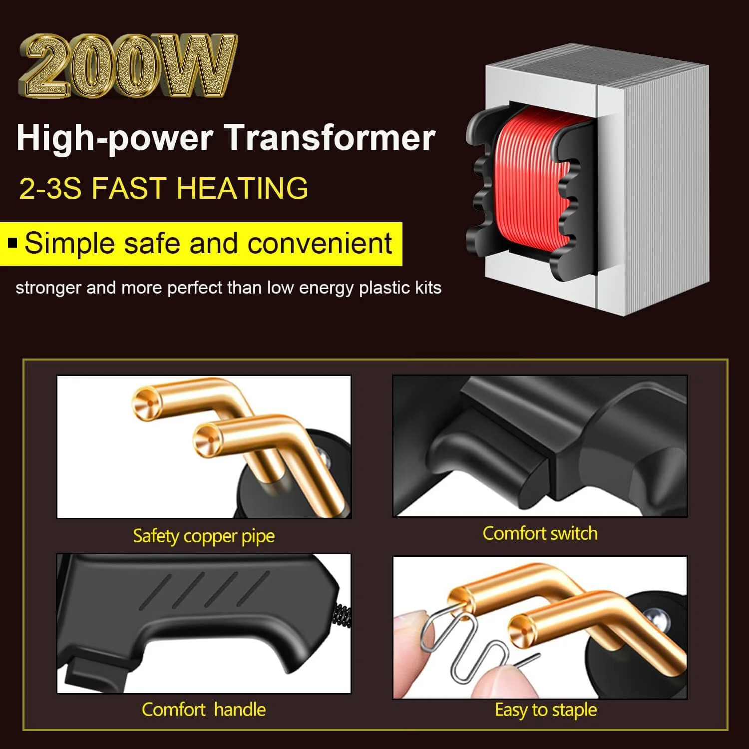 200W Plastic Welder, 2000PCS Staples 10PCS Sandpaper, Plastic welding Kit, Plier