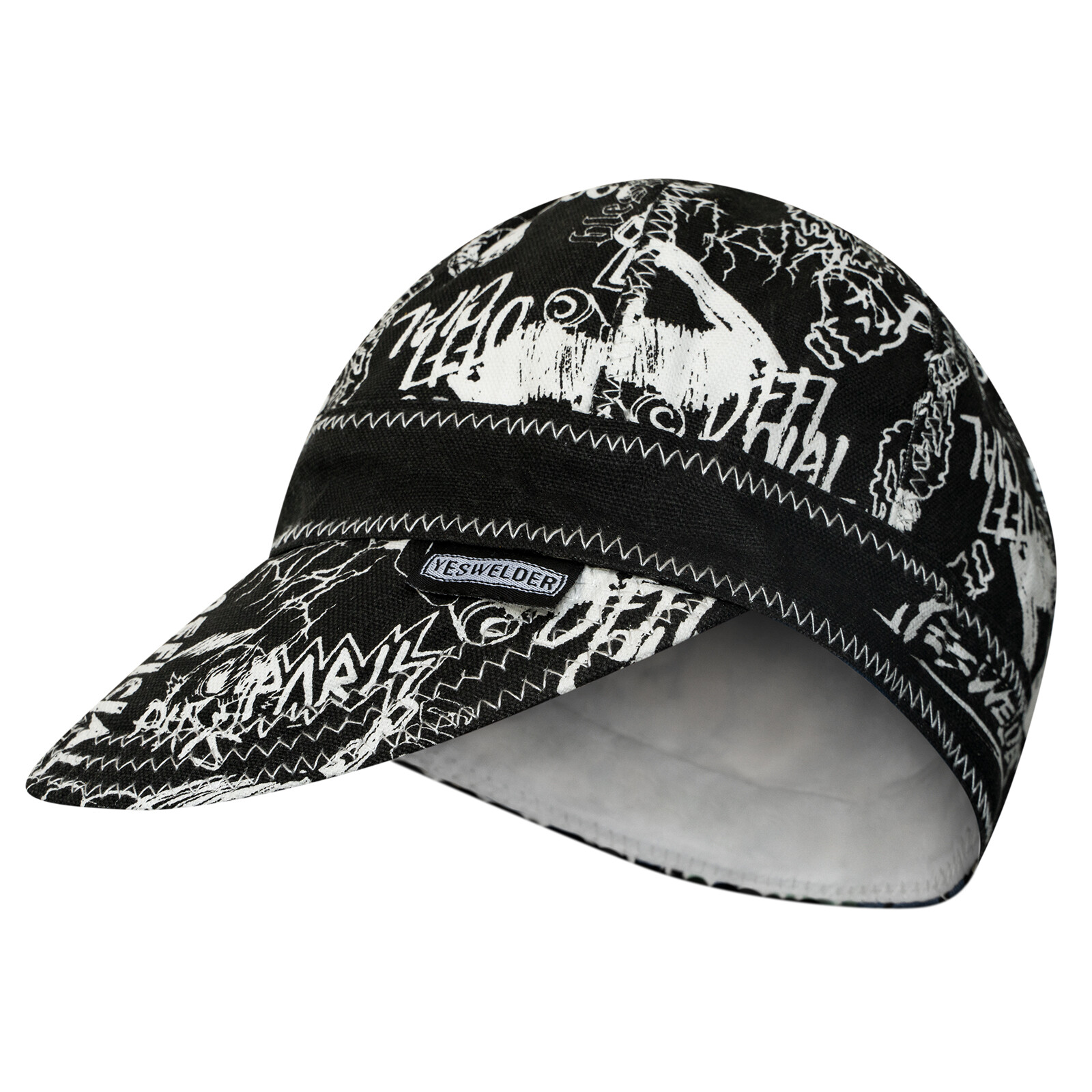 YESWELDER FR Cotton Welding Cap 8-Panel Reversible 8 oz Flame Retardant Black