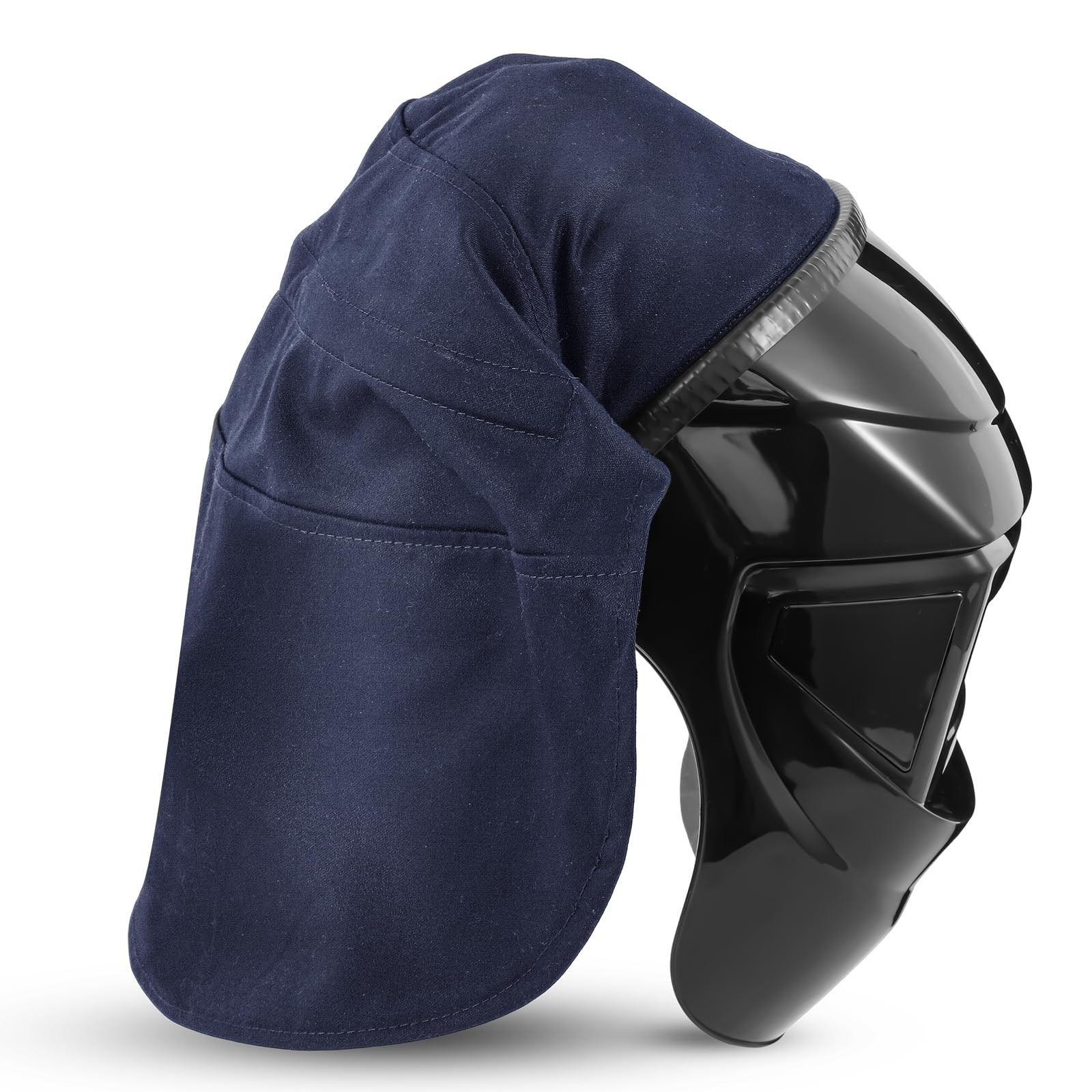Jecery Welding Helmet Cover Fr Cotton Bib Extended Navy Blue