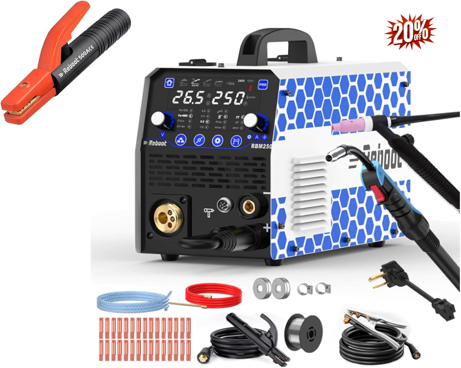 250Amp MIG Welder TIG Torch Included 120V/240V RBM2500 PRO