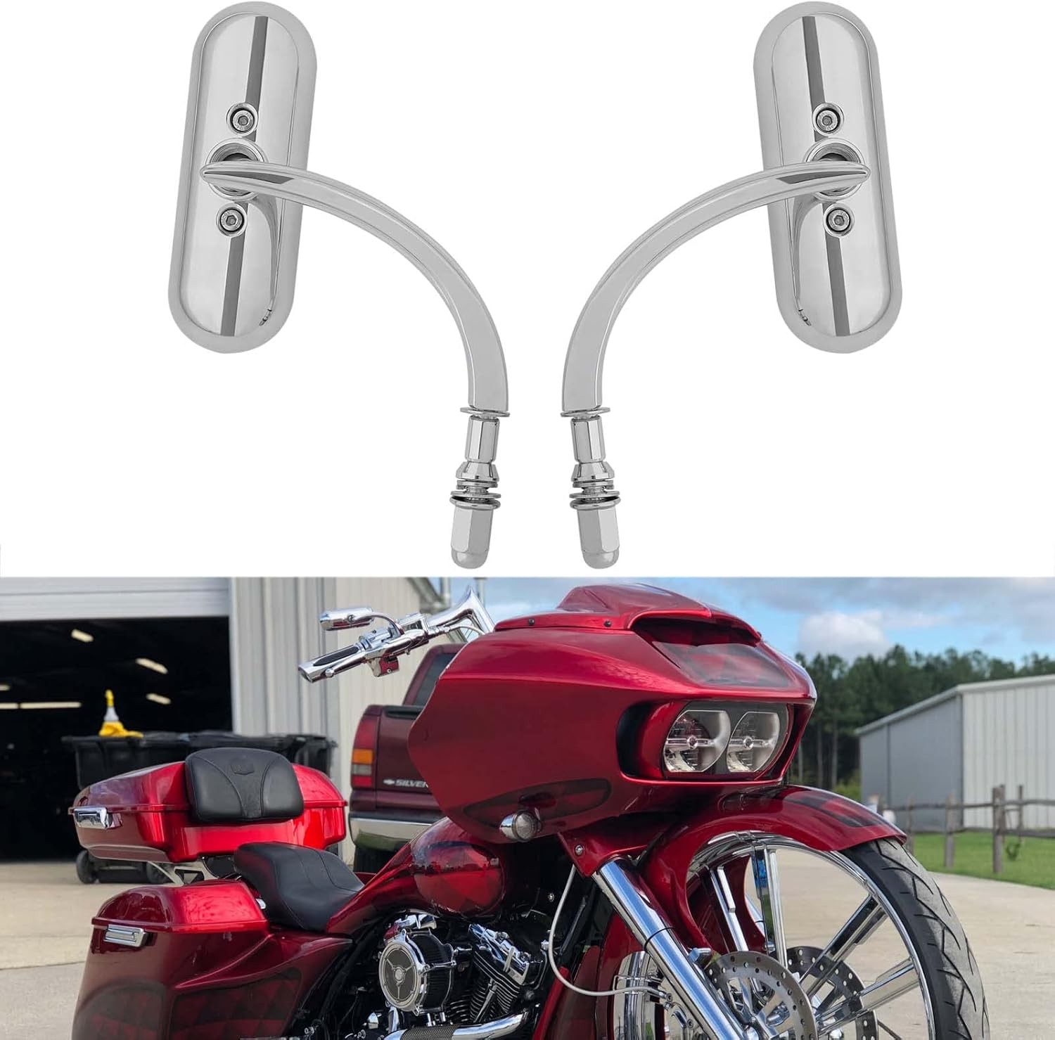 Chrome Motorcycle 8Mm 10Mm Sportster Mirrors for Harley Road King Street Electra