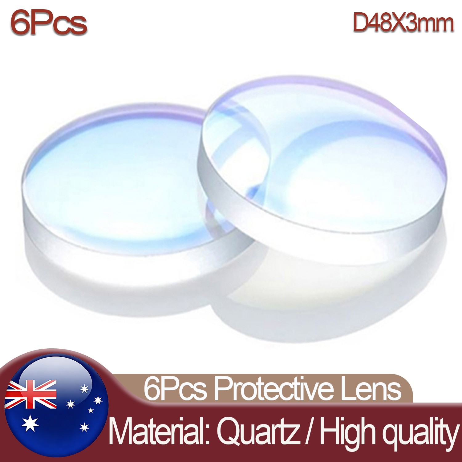 6Pcs D48*3mm Protective Lens for 200W/300W Relfar Pulsed Laser Cleaning Machine