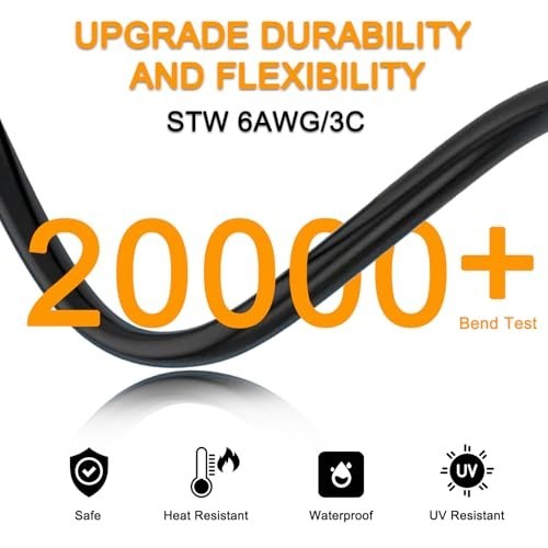 50 Amp Welder Adapter Cord, 6 AWG NEMA 14-50P to 6-50R, Heavy Duty 1ft, ETL List