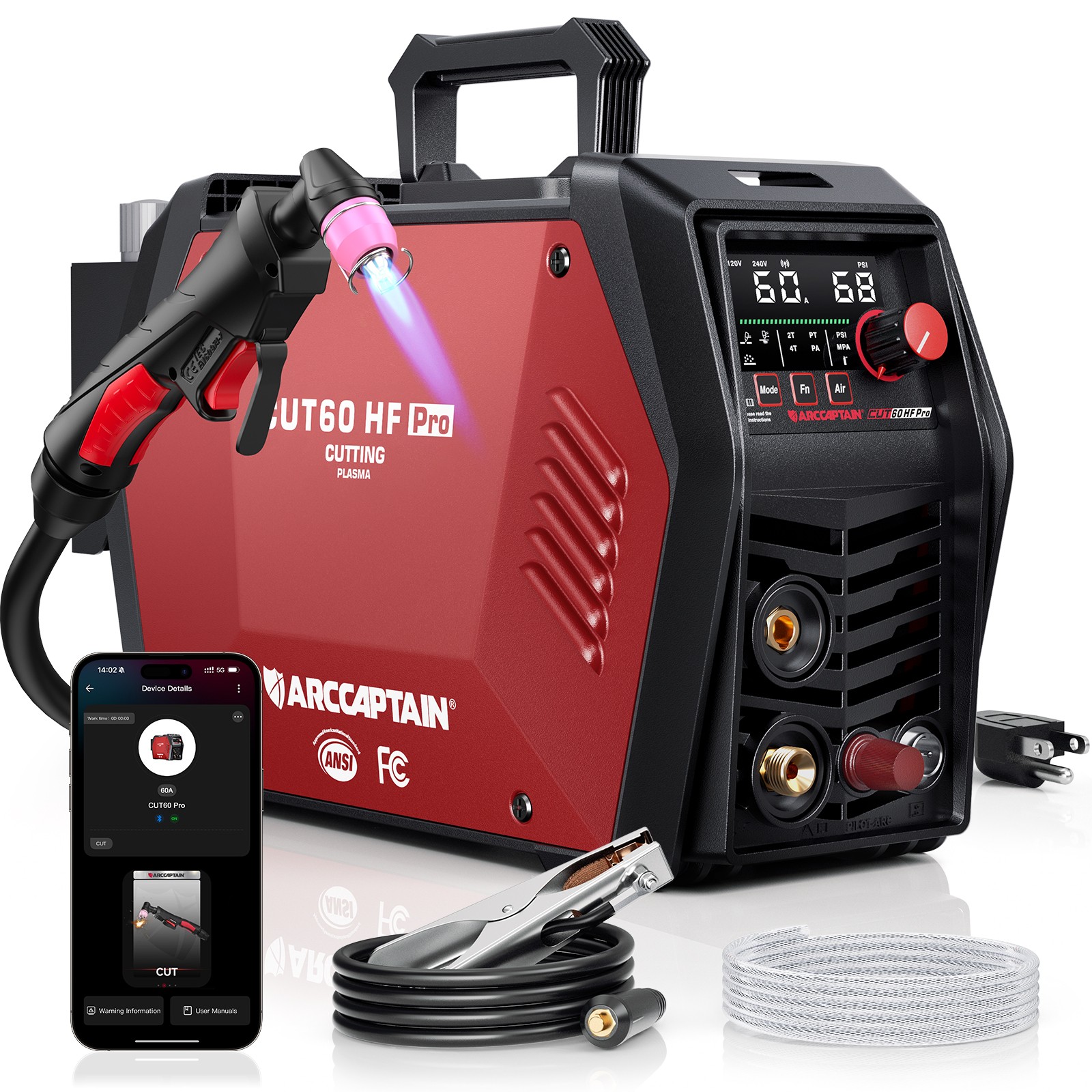 ARCCAPTAIN iControl CUT60 Pro Plasma Cutter APP Control 60Amp Pilot Arc 120/220V