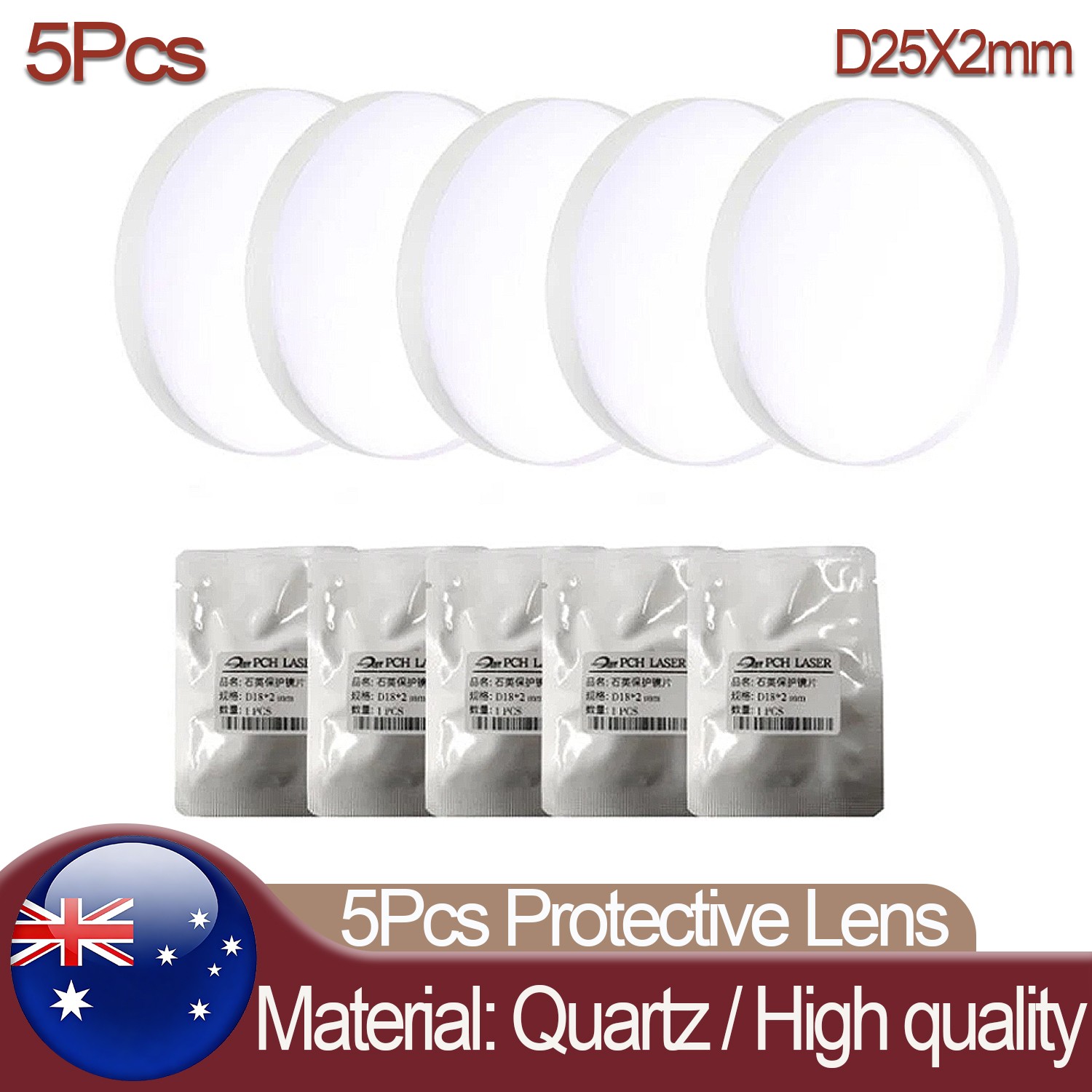 5Pcs D25*2mm Laser Protective Lens for Relfar Fiber Laser Welding Machine Welder