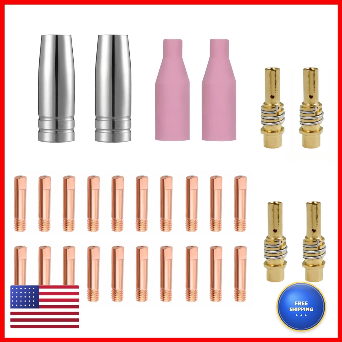 Timelydu Mig 28-Pack Mb15 15Ak Welding Gun Accessory Kit Welding Contact Tips