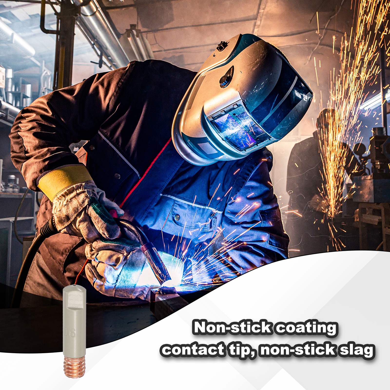 10pcs Mig Welding Contact Tips with Non-Stick Coating 0.02″(0.6mm)M6 Copper Tip
