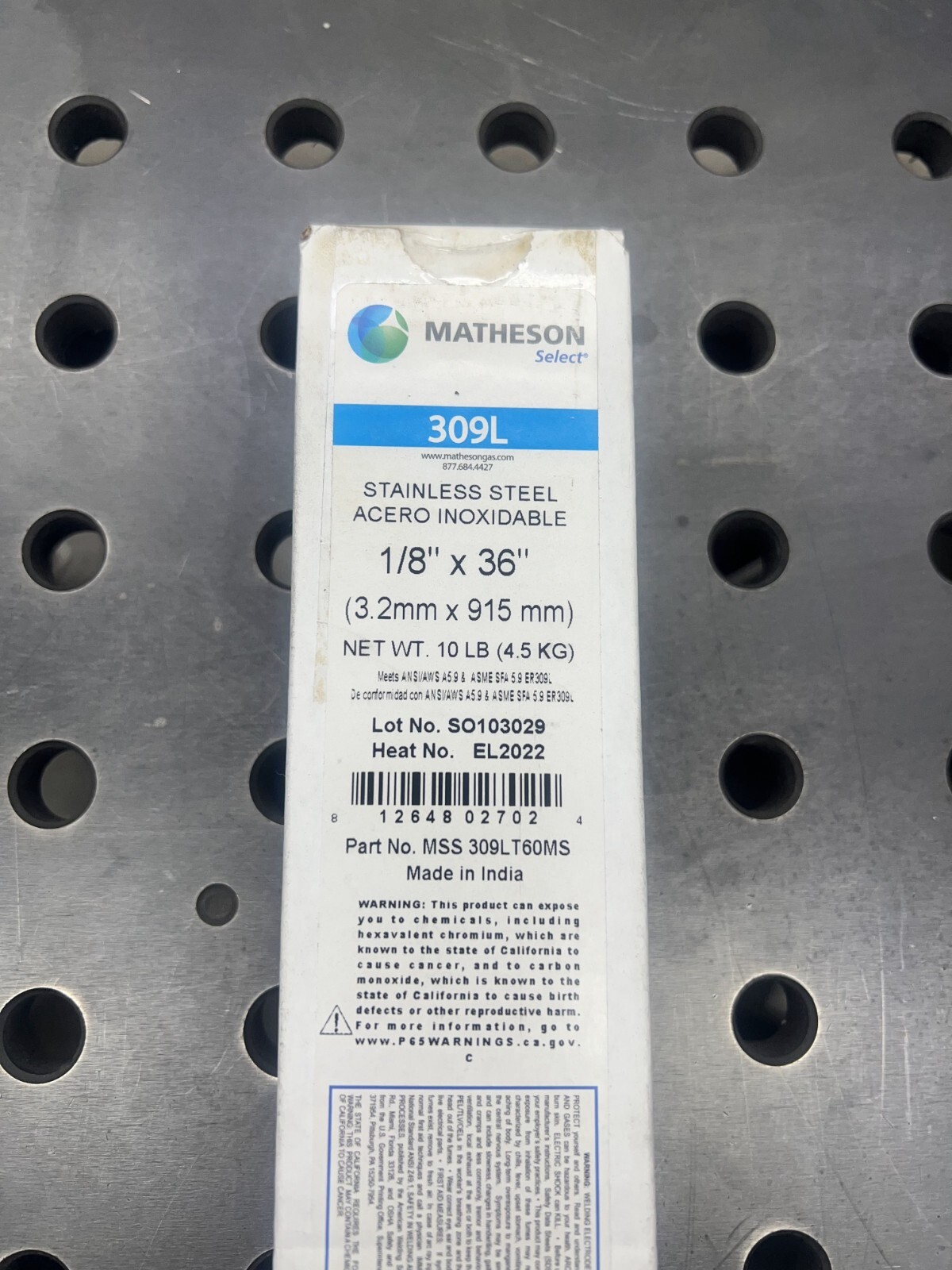 10lb – 309L 1/8″x36″ Stainless Steel TIG Welding Filler Rod – Matheson Select