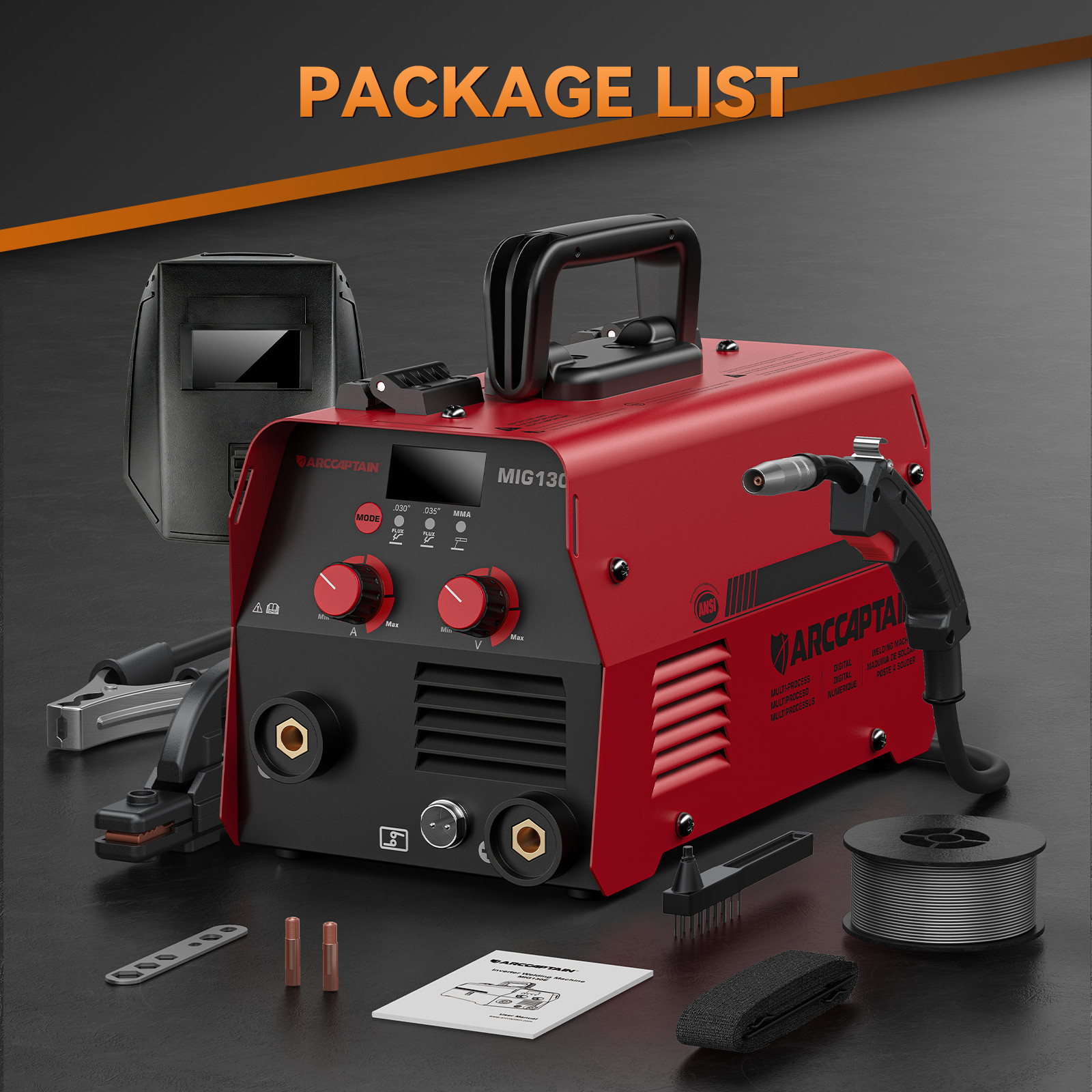 ARCCAPTAIN 2 in 1 MIG Welder 130A Flux Core MIG/MMA Welding Machine Gasless 2026
