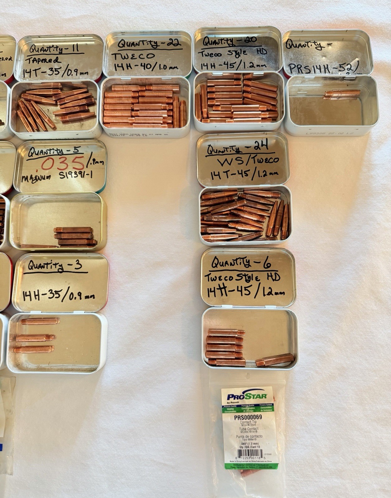 Huge Lot 210 – MIG Welding Contact Tip Tweco Lincoln .023 .030 .035 .040 .045