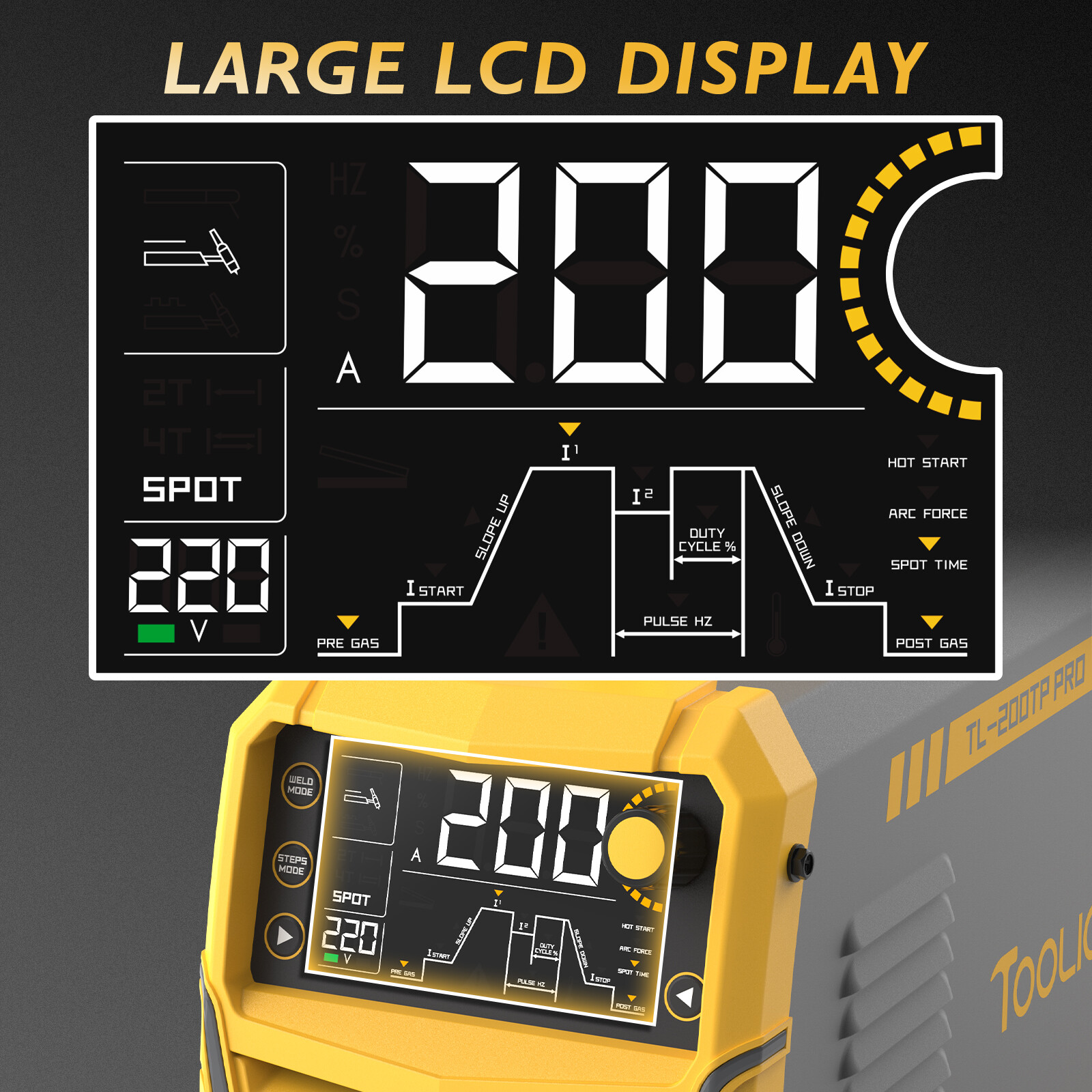 TOOLIOM TIG Welder DC TIG/Spot TIG/Pulse TIG/Stick 110&220V Digital Display