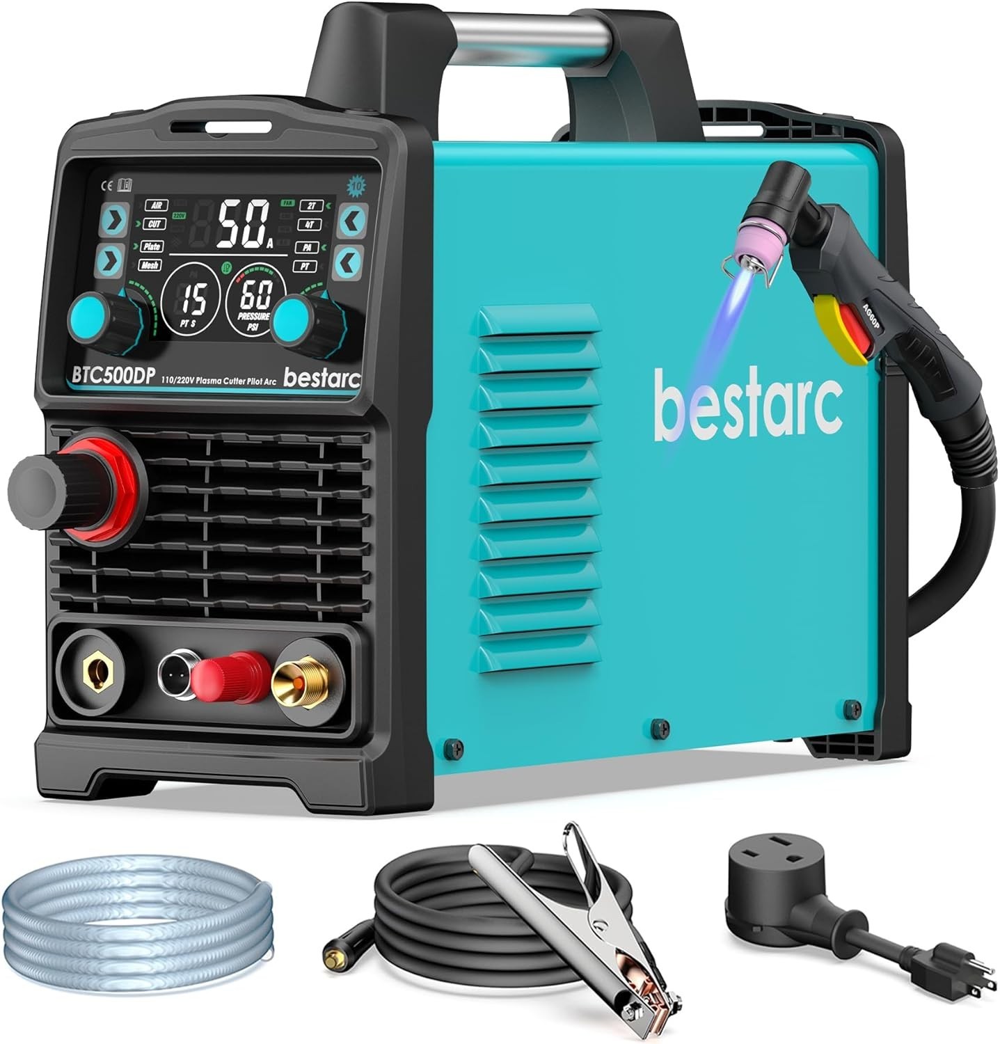 50A Bestarc Plasma Cutter Machine 110/220V Dual Voltage, 1/2 Inch Clean Cut 3/4