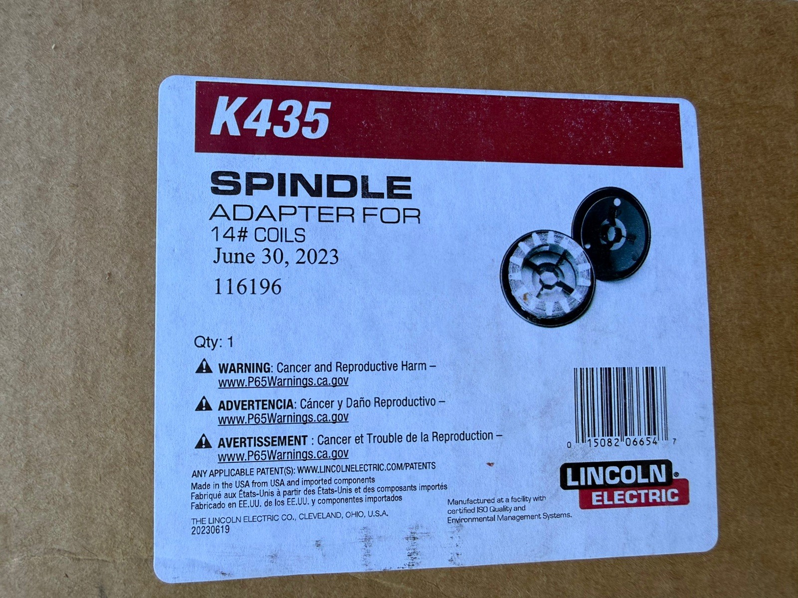 Lincoln Electric K435 Spindle Adapter for 14 lb. Coils