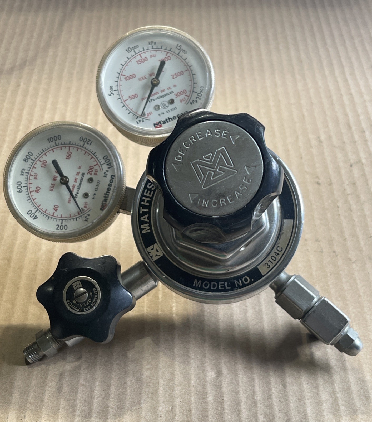 Matheson Gas Products 3104C Gas Pressure Regulator Max 3000 PSIG USA