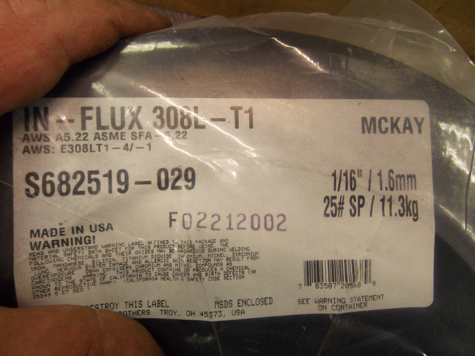 McKay IN-FLUX 308L-T1 Mig Welding Wire 1/16″ Flux Core Stainless 25 Lb Spool