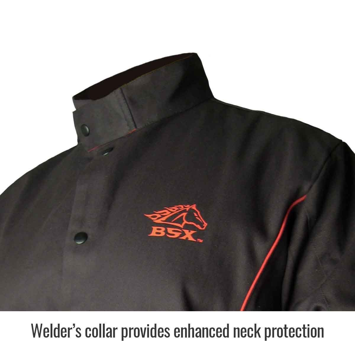 Black Stallion B9C BSX Contoured FR Cotton Welding Jacket Black/Red Large