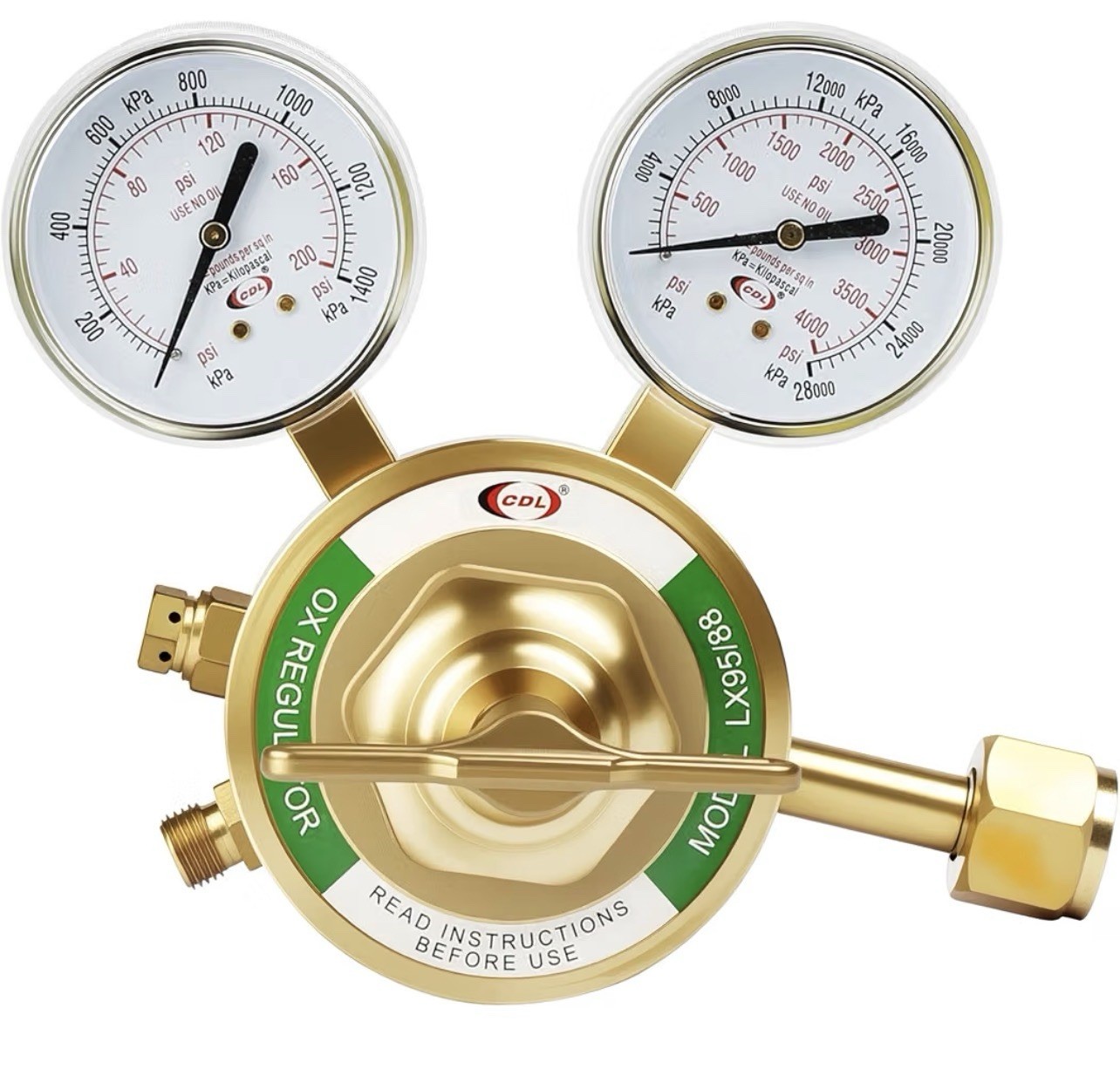 LX95 Extra Heavy Duty Oxygen Regulator CGA540 Forged Brass Large Tank Gauge