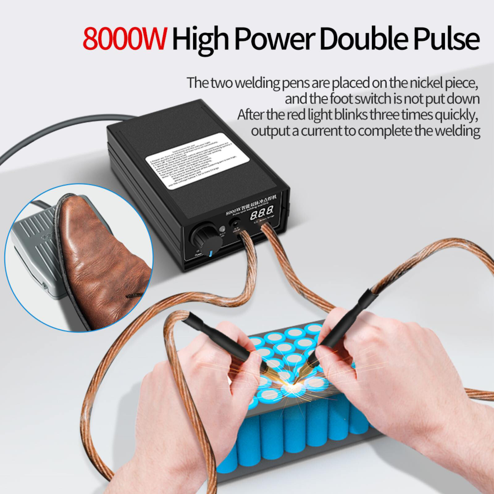 8000W Mini Spot Welder Machine DIY Kit 18650 Battery Pack Welding Tools