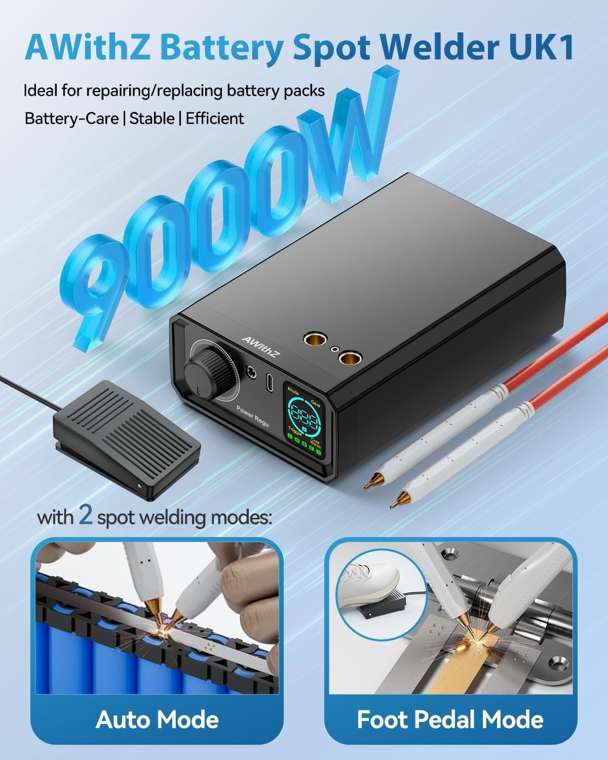 AWithZ Spot Welder Pedal Farad Capacitor 18650 Li Battery Spot Welding Machine