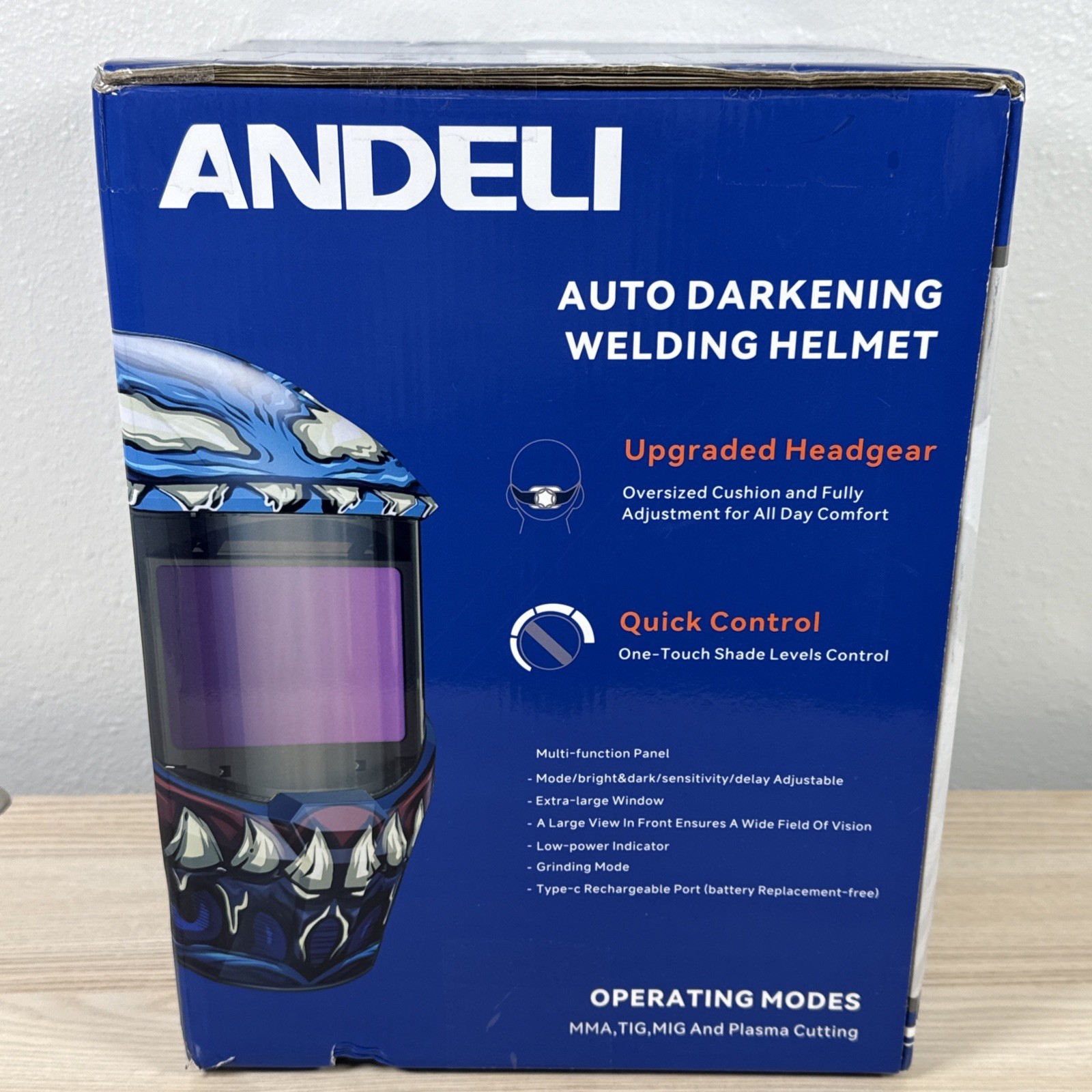 ANDELI RL-600LB Auto-Darkening Welding Helmet DIN5-9/9-13 4 Sensors Solar