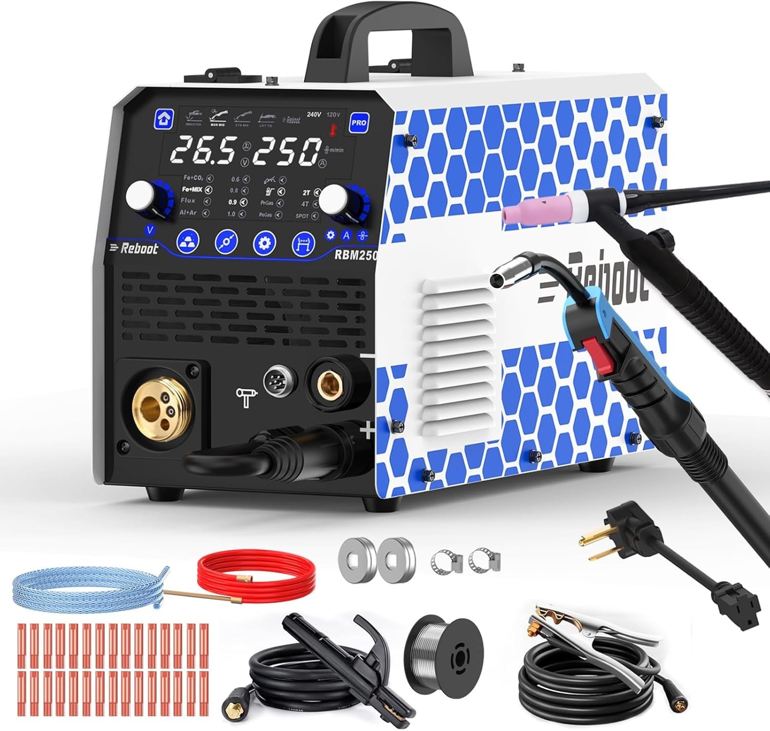 250Amp MIG Welder TIG Torch Included RBM2500 PRO with Welding Electrode Holder