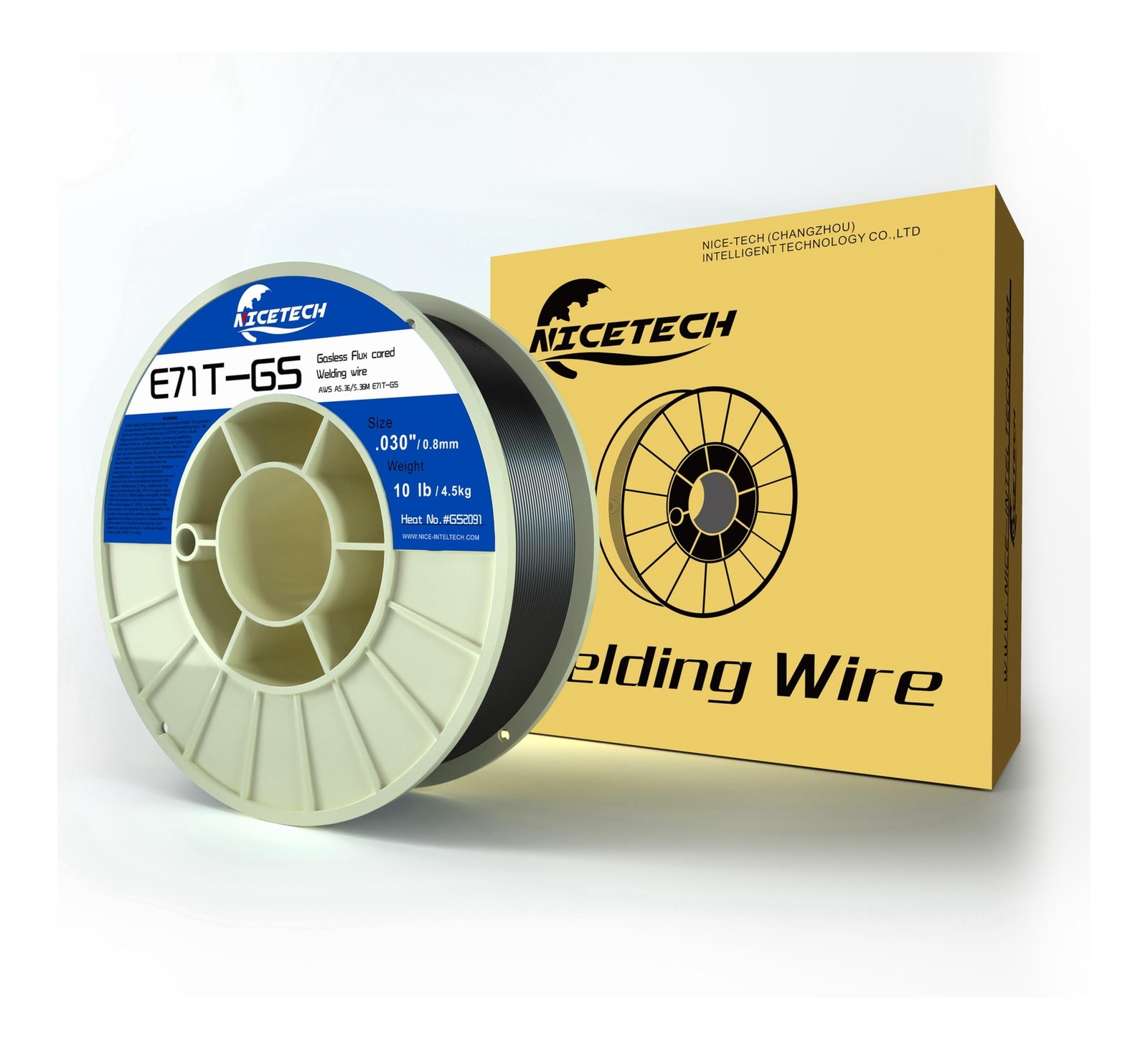 NICETECH, Gasless Flux Cored Welding Wire, Carbon Steel, E71TGS. 030-Diameter