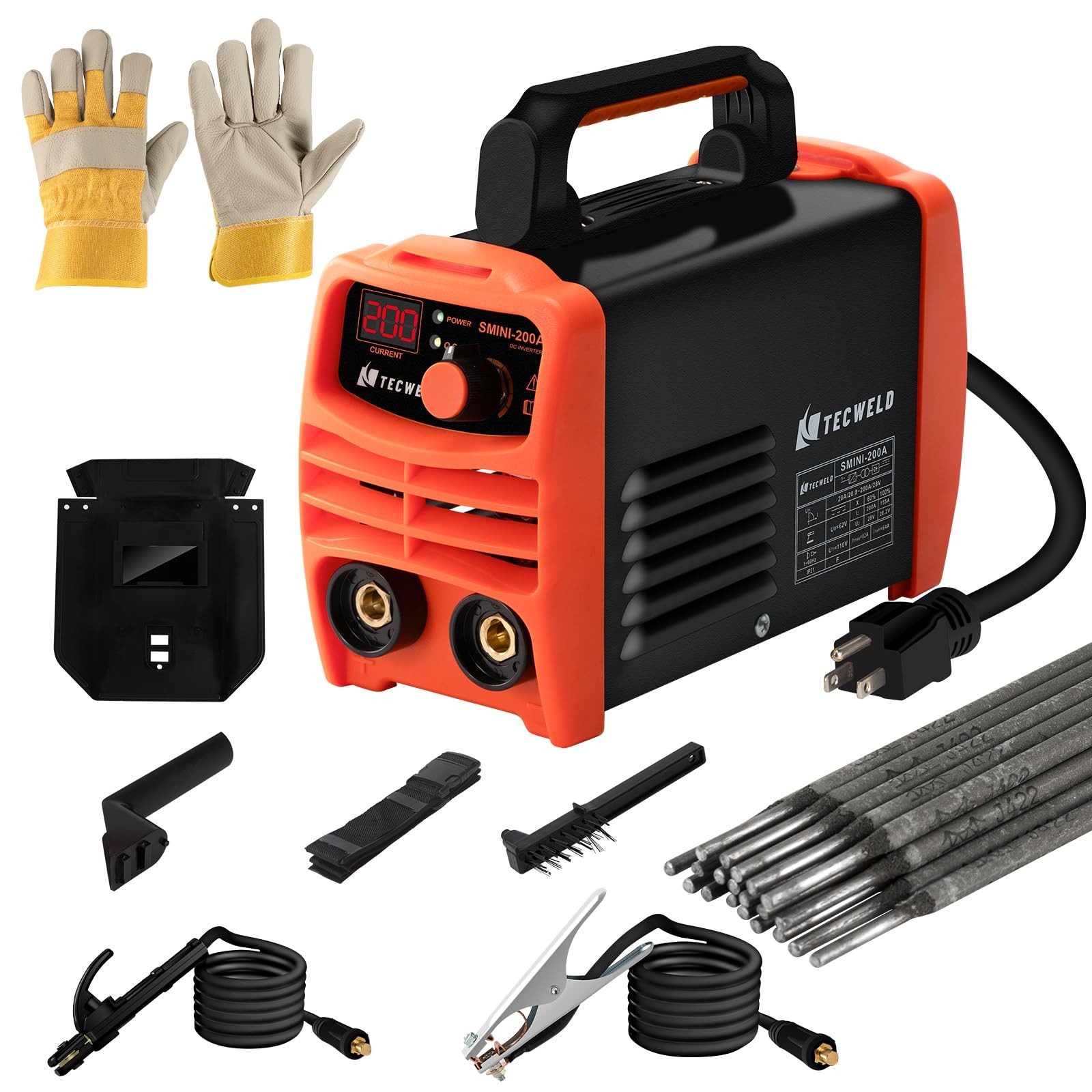 TECWELD 200A Stick Welder 110V, Mini Portable Inverter Welding Smini 200a