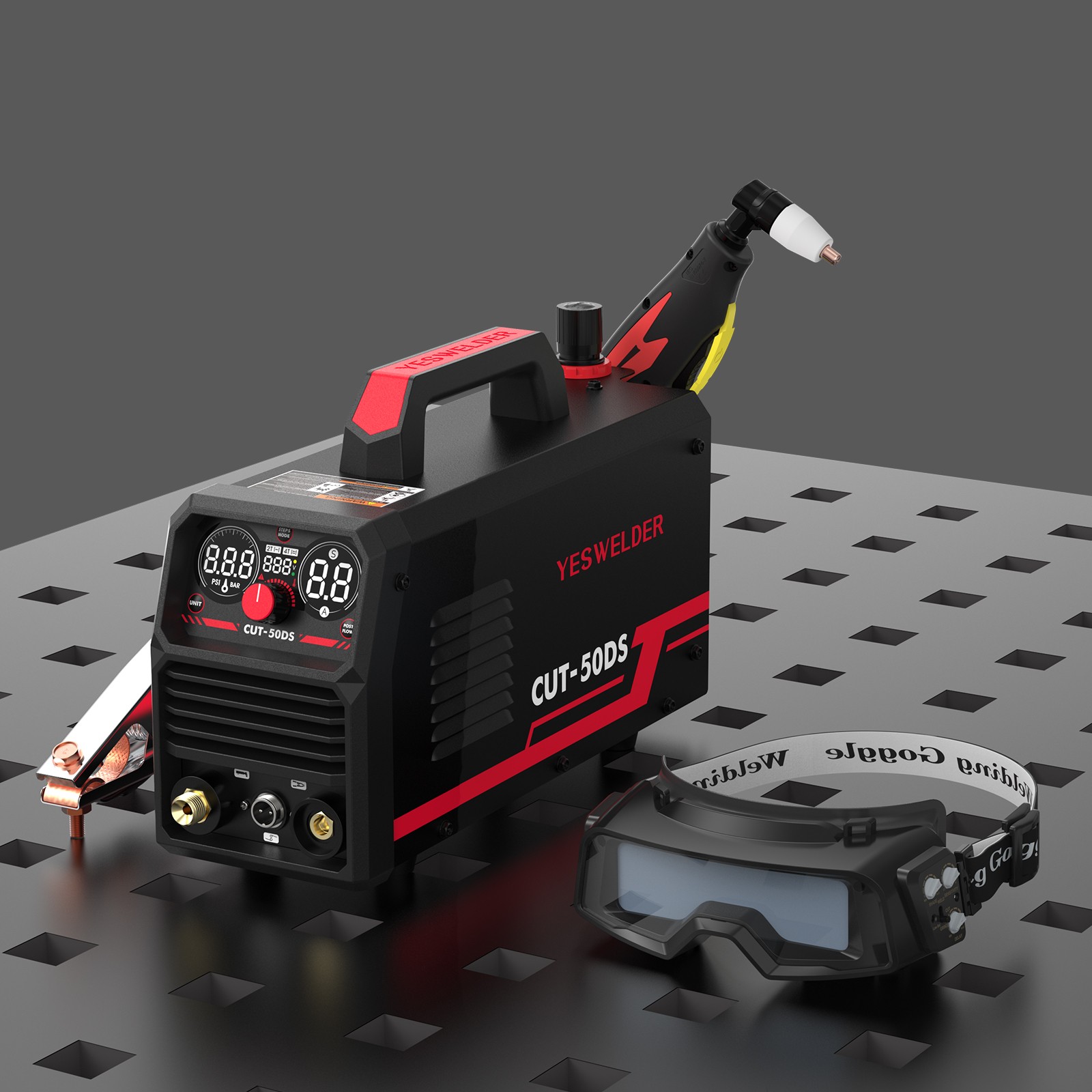 YESWELDER CUT-50DS Plasma Cutter with Welding Goggles, 50A 110V/220V