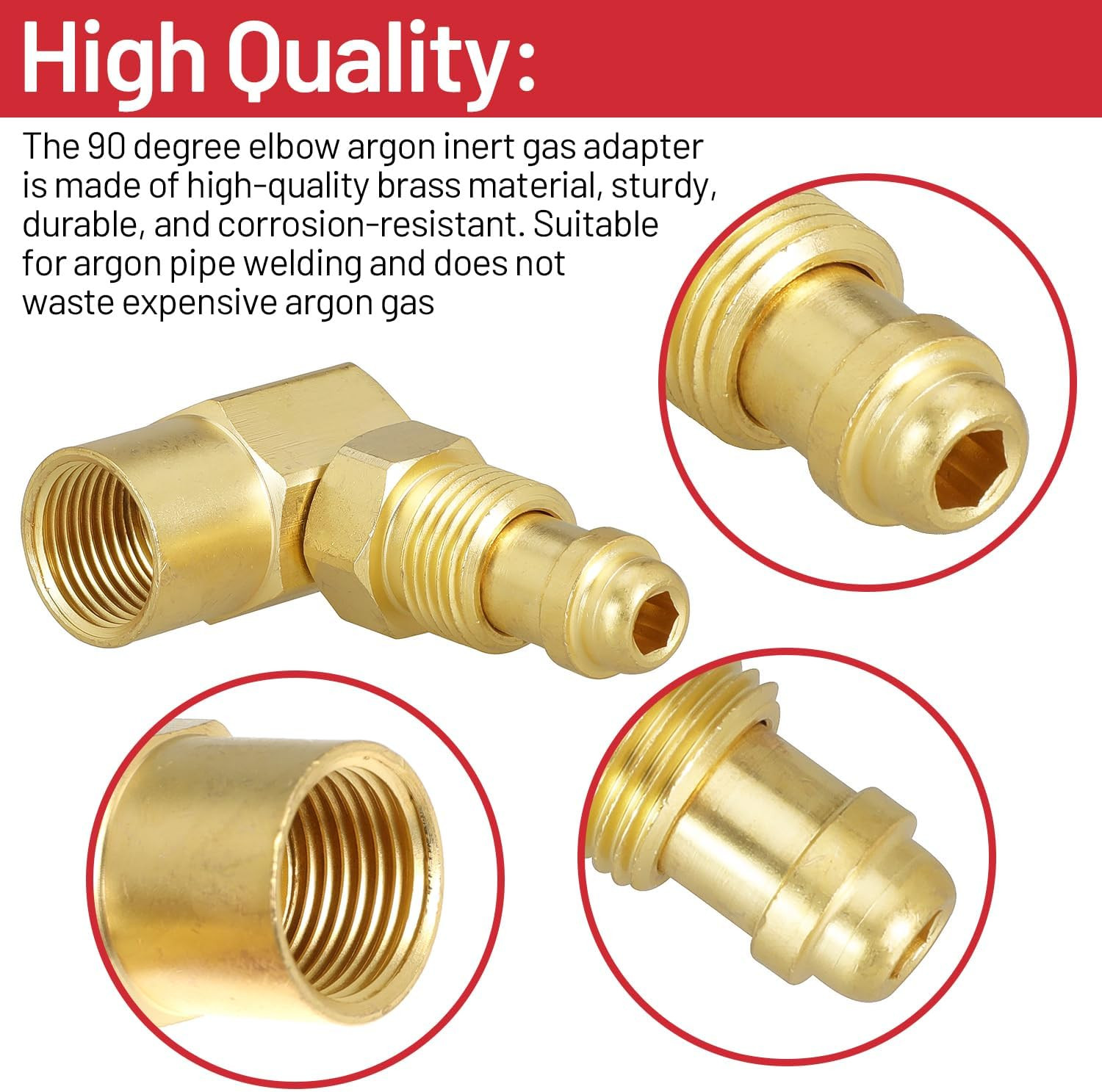 90′ 90 Degrees Elbow Inert Gas Adaptor Argon Welder Connector for Everlast for T