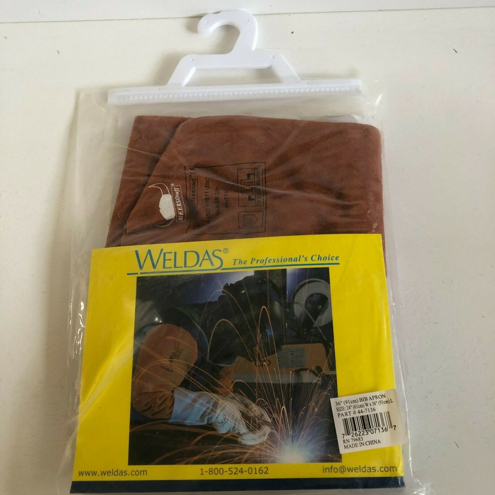 Mens Heavy Duty Leather Work Bib Apron Weldas 24″ Wide 36″ Long Orange Brown