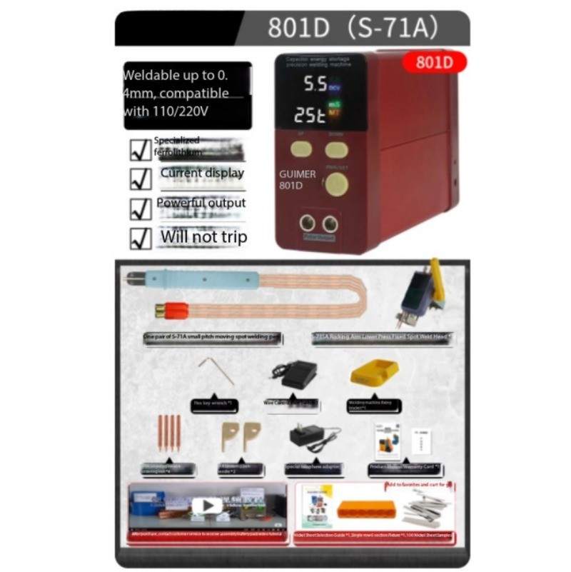 801D Spot Welder 18650 Household DIY Handheld Compact Large-Cell Butt Welder