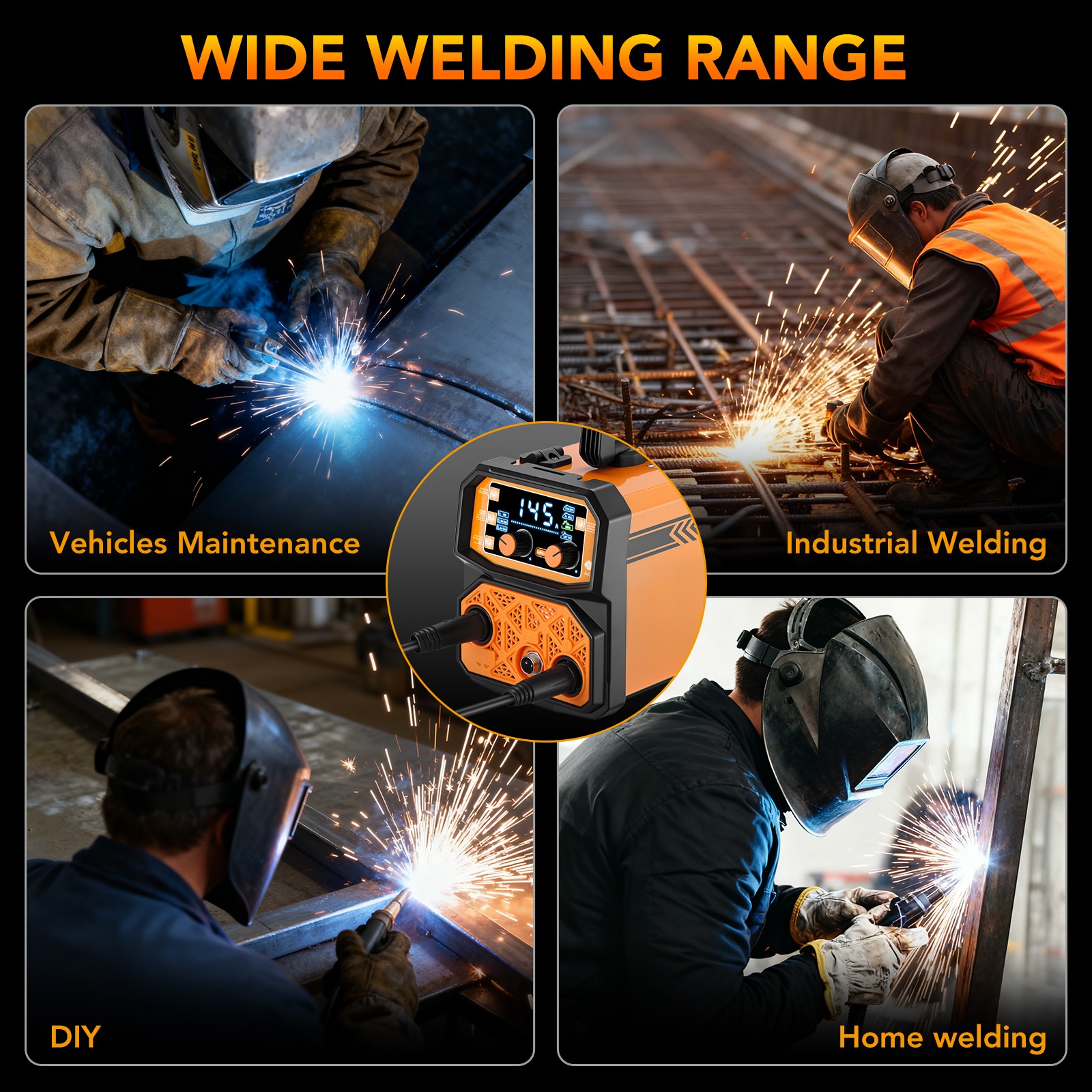 Flux Core MIG Welder 145A 3 Functions No Shielding Gas Required Stick TIG