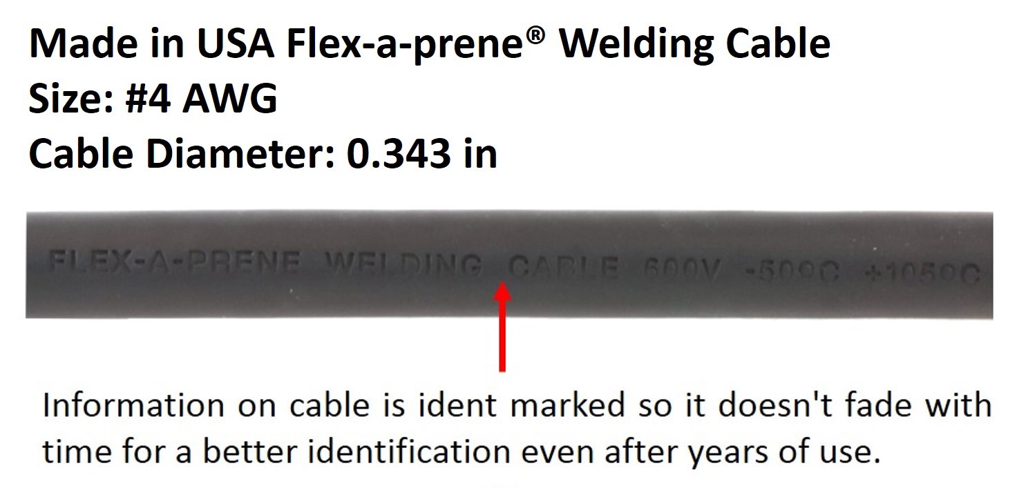 150 Amp Ground Clamp Welding Lead Dinse 10-25 Connector #4 AWG cable (75 FEET)