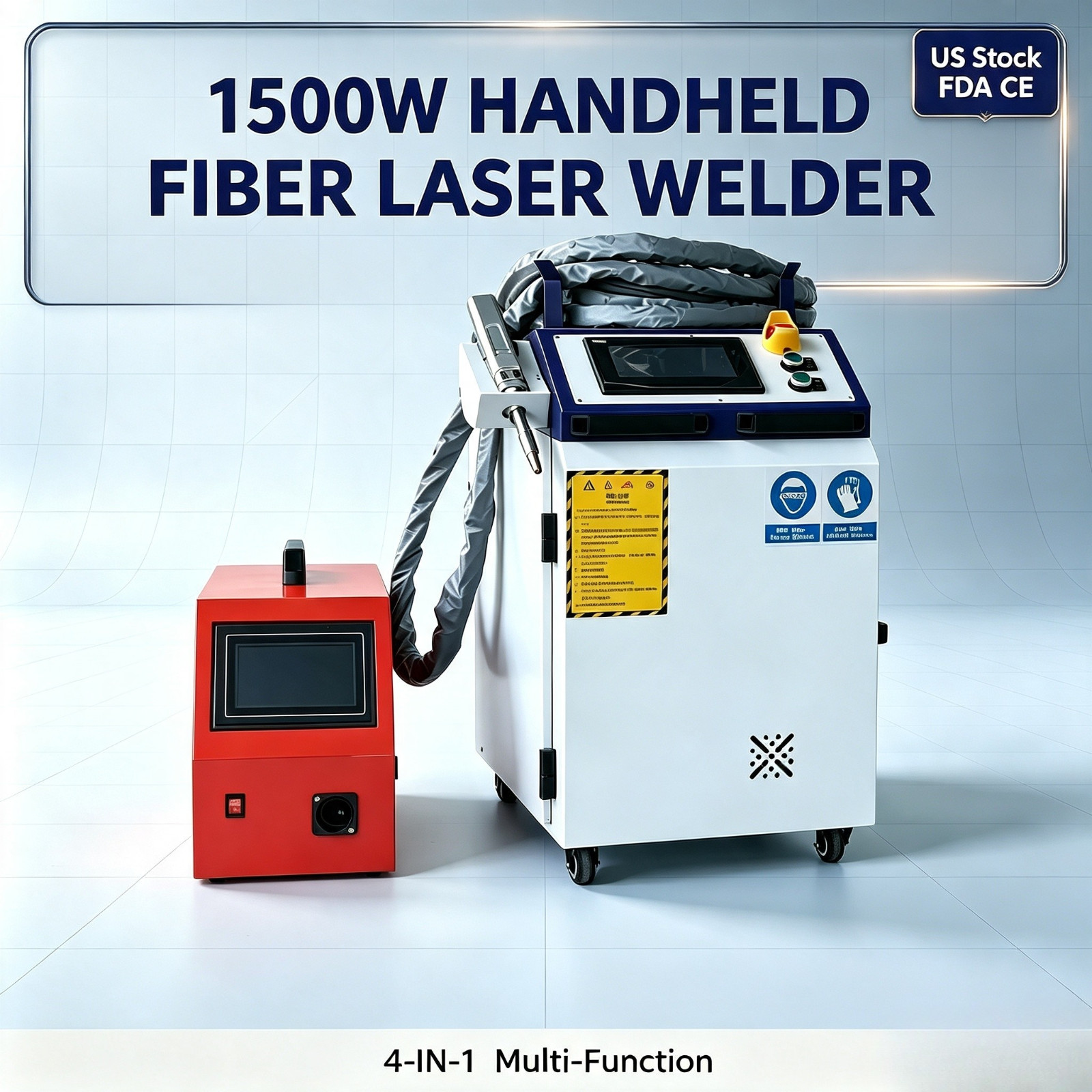 US Stock 1500W 4-in-1 Handheld Fiber Laser Welder Cutting Cleaner Rust Remover