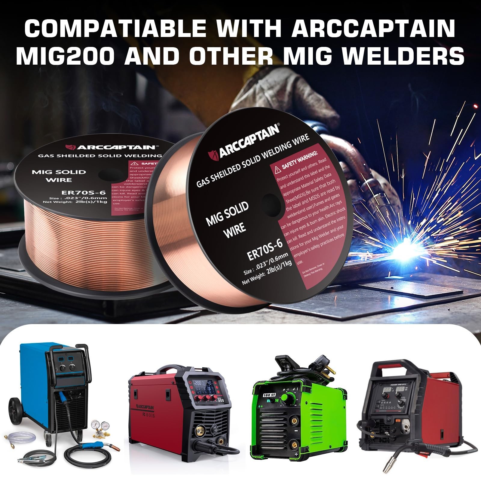 MIG Welding Wire, MIG Wire ER70S-6 2Lbs Gas Solid Carbon Steel Low Splatter M…