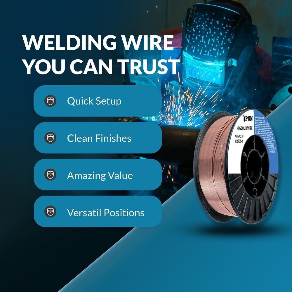 PGN Solid MIG Welding Wire – ER70S-6 .030 Inch – 10 Pound Spool – Mild Steel …
