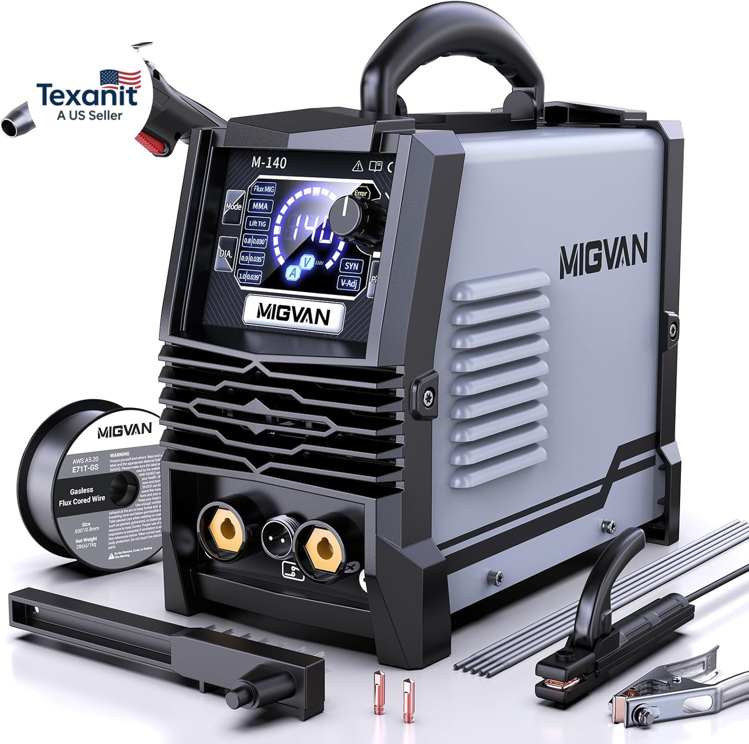 140A MIG Welder, 110V Flux Core Mig/Stick/Lift TIG 3 in 1 Welding Machine with