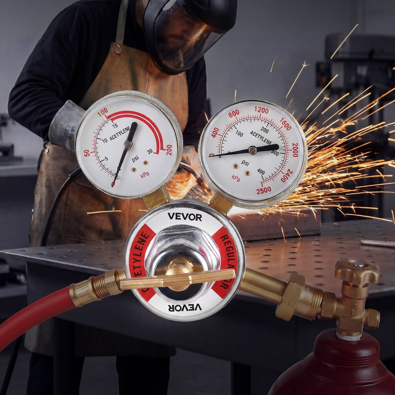 Oxygen Acetylene Regulator Set CGA540 CGA510 Welding Gauges 0-4000 PSI