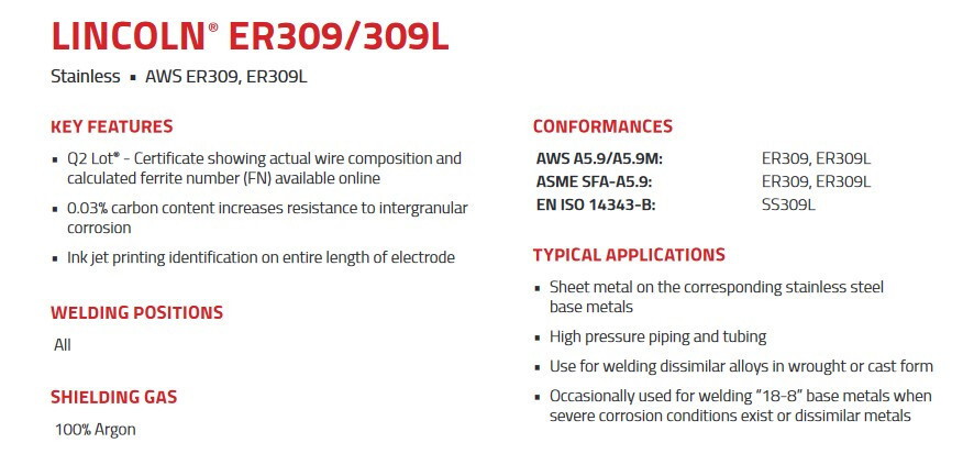ER309L 1/8″ x 18″ 1-Lb Stainless Steel TIG Welding Filler Rod (16pcs) ER309