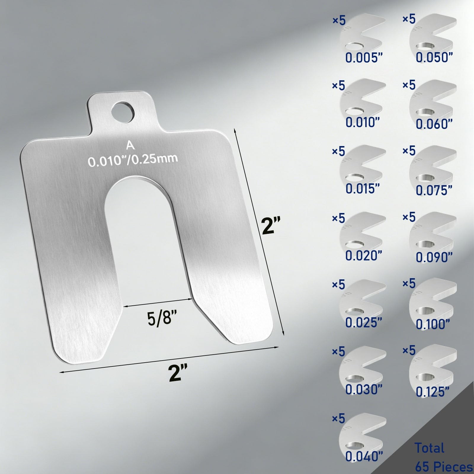 304 Stainless Steel Slotted Shim Kit 2″ x 2″, 13 Thickness Assortment (5pcs E…
